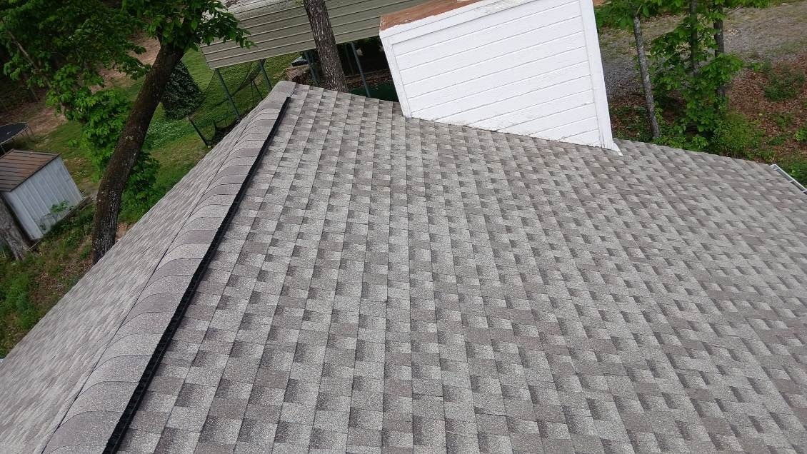 Crisp new architectural shingle roof after replacement