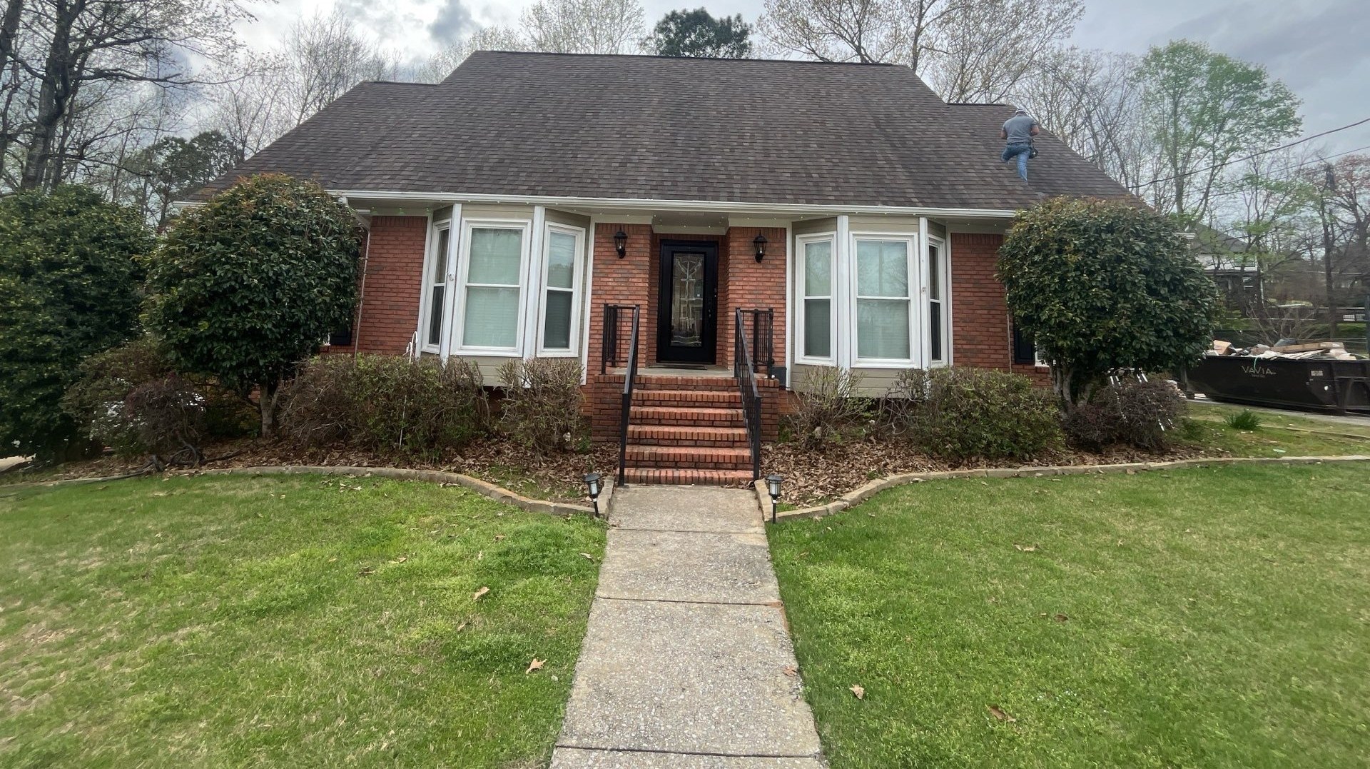 Aging, storm-worn roof and fascia documented before an insurance replacement